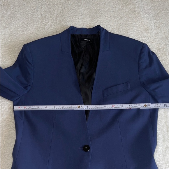 Theory CL Staple Collarless Traceable Wool Blazer Sea Blue 8 - Picture 3 of 11
